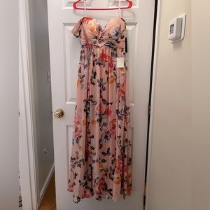 Lulus Harmonious Love Blush Floral Print Off-the-Shoulder Maxi Dress